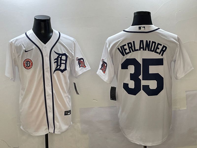 Men Detroit Tigers 35 Verlander White Game 2025 Nike MLB Jersey style 5